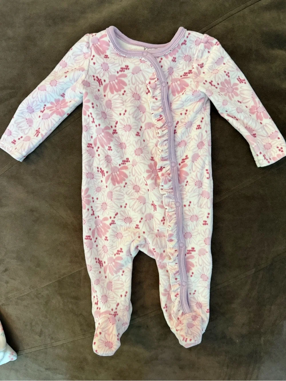 Princess Rose Pink and White Floral Footed One-Piece Sleepers - Set of 2